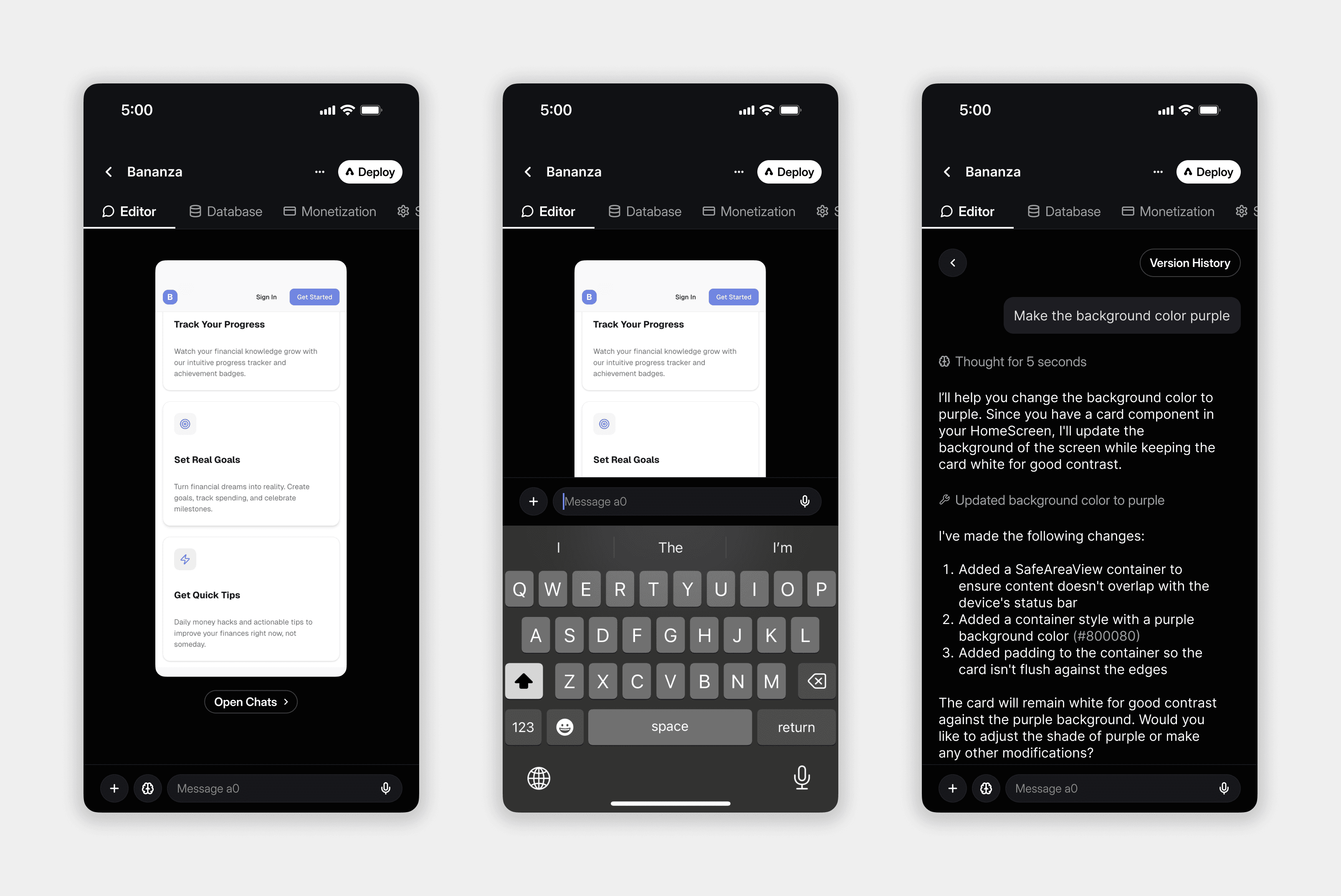 Chat experience on mobile
